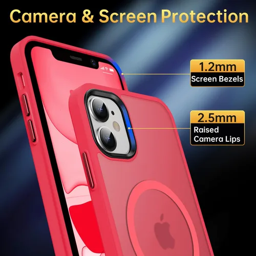 Vista 4 de Funda magnética para iPhone 11, [probada en caídas de grado militar] [compatible con MagSafe] a prueba de golpes, translúcida y dura, suave funda