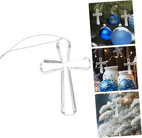 Vista 8 de Operitacx Adorno de cruz pequeña, decoración única para colgar en el árbol de Navidad, diseño elegante y delicado para el hogar y decoración