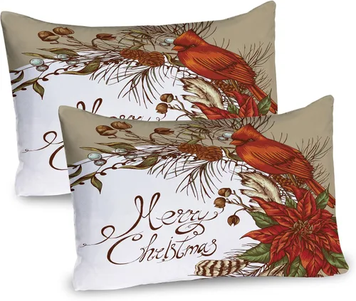 Vista 68 de Lunarable Juego de 2 fundas para almohada de otoño, tema vintage otoñal con estilo granja, ilustración de flores silvestres, artículo de cama