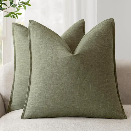 Vista 54 de Foindtower Juego de 2, Fundas Decorativas de Almohada de Lino Sólido Suaves Fundas de Cojín Europeo de Acento Estilo Granja Neutral para Silla Sofá