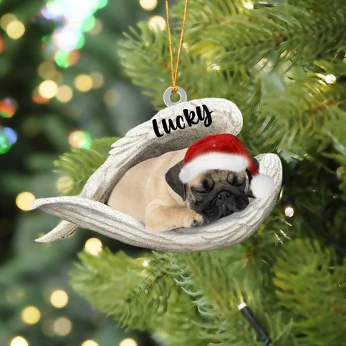 Vista 15 de America Bulldog Sleeping Angel Christmas - Adorno acrílico plano para perro, regalo conmemorativo para perro, adorno personalizado con nombre