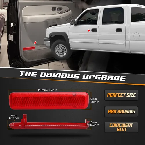 Vista 2 de Panel de moldura de puerta trasera, cubierta de luz reflectora roja izquierda y derecha, compatible con GMC Sierra 15183155 15183156 74367 74368