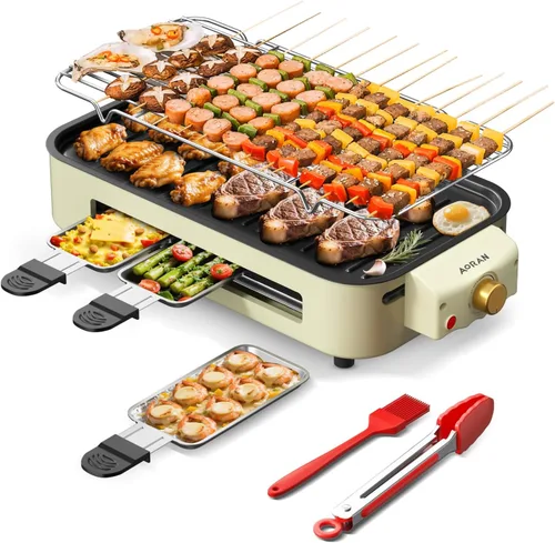 Vista 7 de AORAN - Parrillas eléctricas para interiores sin humo, parrilla de interior versátil sin humo para cocinar en casa, con parrillas