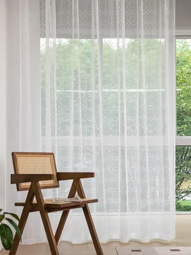 Vista 16 de Cortinas semitransparentes para ventanas de 50 pulgadas de largo, 52 pulgadas de ancho, juego de 2 paneles de cortinas traslúcidas, bolsillo