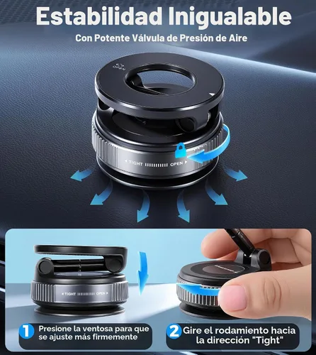 Vista 4 de Soporte magnético de vacío para teléfono Magsafe ajustable de 360° para automóvil, compatible con todos los dispositivos inteligentes