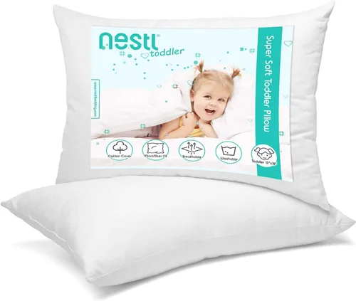 Vista 11 de Nestl Almohada para dormir 13 x 18 pulgadas, almohada para viajes, coche, escuela, lavable a máquina, algodón suave, color blanco