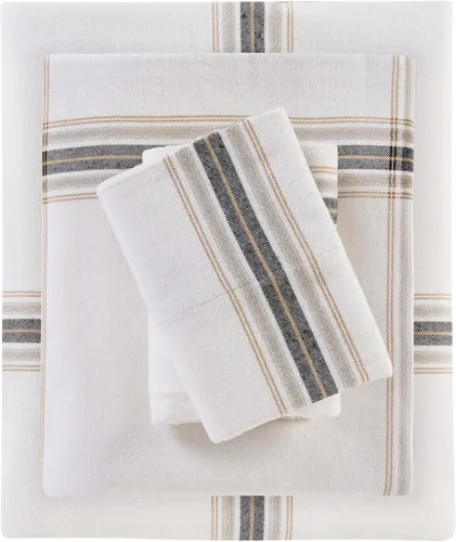 Vista 14 de Woolrich - Juego de sábanas de algodón con estampado de dijes de cabaña, sábanas de franela 100% algodón, juego de ropa de cama cálido y mullido