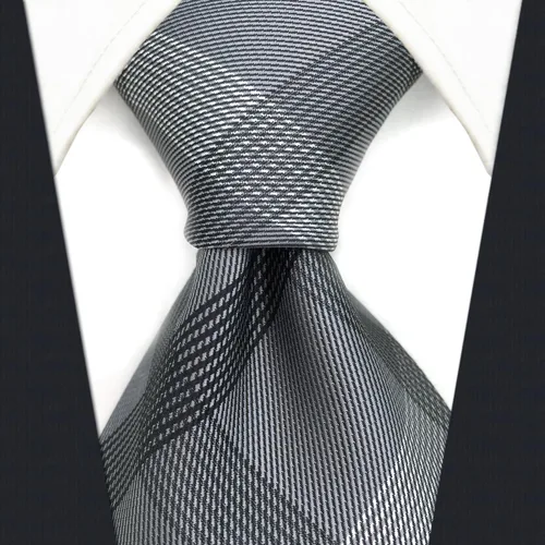 Vista 2 de S&W SHLAX&WING Corbatas para hombre, corbata gris a cuadros extra largas