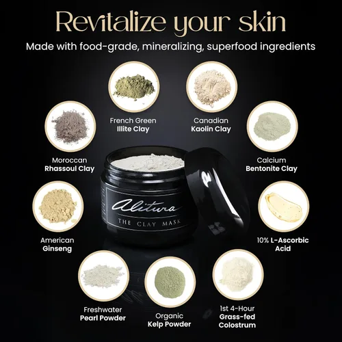 Vista 3 de Alitura Mascarilla facial de arcilla – Mascarilla facial exfoliante, hidratante y antienvejecimiento con vitamina C y polvo de perlas – Mascarilla