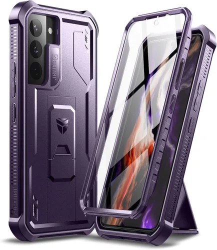 Vista 11 de Dexnor - Funda para Samsung Galaxy S22, [con protector de pantalla y soporte integrados] Funda protectora de grado militar resistente con protección