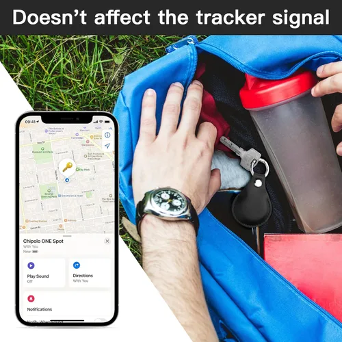 Vista 6 de Funda para Chipolo POP Tracker Tag, funda protectora de piel sintética de microfibra con llavero compatible con Chipolo ONE/ONE Spot/One Point