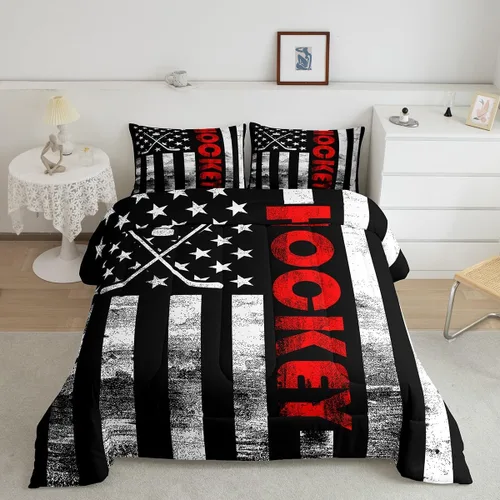 Vista 34 de Juego de ropa de cama rústica de granja color verde azulado con puerta de granero de madera, edredón de plumas tamaño Queen, decoración occidental