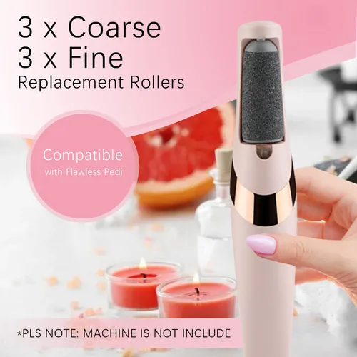 Vista 2 de Paquete de 6 rodillos de repuesto compatibles con Finishing Touch Flawless Pedi lima de herramientas eléctricas incluye un cepillo de limpieza