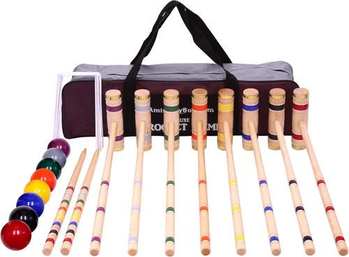 Vista 11 de Juego de Croquet Deluxe para 8 jugadores con bolsa de transporte (ocho asas de 28 pulgadas)