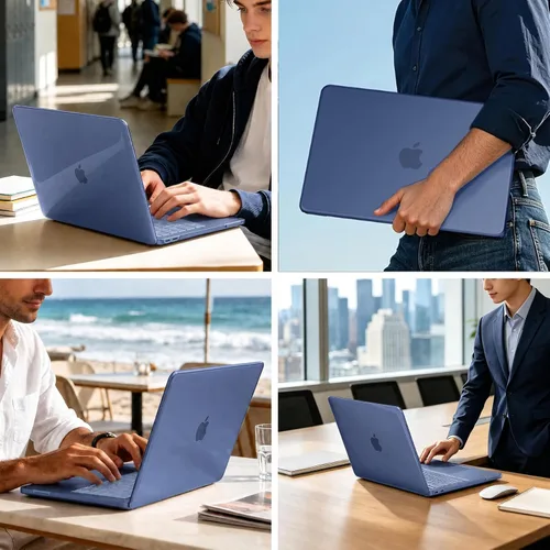 Vista 6 de MOSISO Compatible con MacBook Neo Case 13 pulgadas 2026 A3404 A18 Pro Chip Índigo de cristal