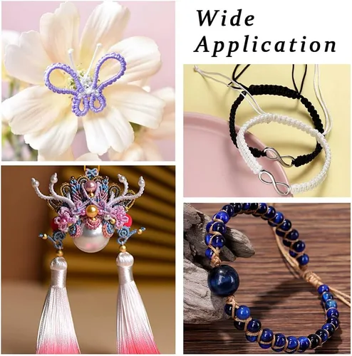 Vista 7 de Cheriswelry 8 rollos de 49 yardas/rollo de 0.031 in de hilo de nailon para macramé, cordón de nudo chino para pulsera tejida personalizada