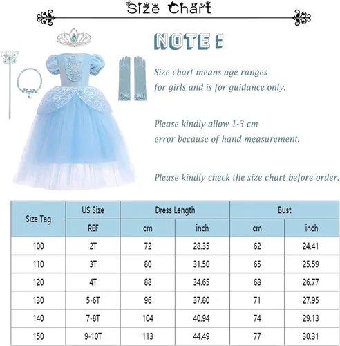 Vista 7 de Kidswant Toddler Baby Girls Luxury Princess Party Halloween Cosplay Costume Dress Up with Accessorries