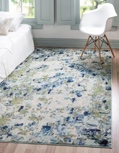 Vista 25 de Unique Loom Chromatic Collection Alfombra de Área - Champagne (2' 2" x 6' Runner, Azul Claro/Azul)