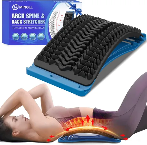 Vista 10 de MINOLL Estirador de espalda para aliviar el dolor de espalda baja, tablero ajustable de múltiples niveles de arco lumbar, dispositivo