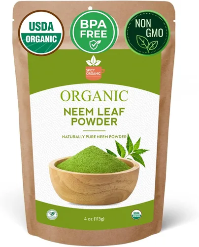 Vista 10 de SPICY ORGANIC Polvo de neem – 16 onzas – Certificado USDA orgánico – Sin OMG – Polvo de hojas de neem secas frescas para cabello y piel saludables
