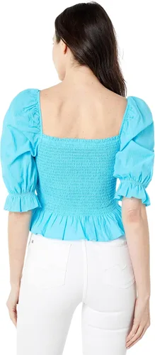 Vista 2 de Tommy Hilfiger Women's Smocked Peplum Shirt Blouse