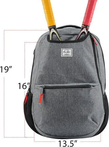 Vista 6 de d'yallee Bolsa de tenis para hombres y mujeres, racquetball, pickleball paddle squash, bolsa cruzada deportiva para adultos con puerto de carga USB