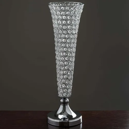 Vista 16 de Efavormart - Juego de 2 jarrones de trompeta con cuentas doradas de cristal para mesa de boda, 23 pulgadas de alto