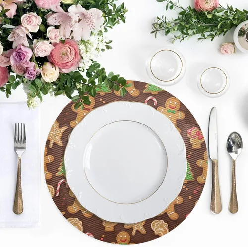 Vista 5 de Gingerbread Men Brown Table Placemats, Heat Resistant Non Slip Washable Table Placemats for Kitchen one sizex1