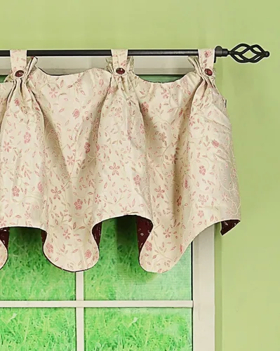 Vista 3 de Today's Curtain Madison - Cenefa reversible con botones, 20 pulgadas de largo, color burdeos