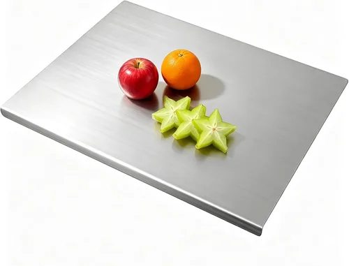 Vista 7 de Tabla de cortar de acero inoxidable 304 para cocina, tabla de pan grande en forma de L, tabla de cortar de doble cara para hornear, tabla de cortar