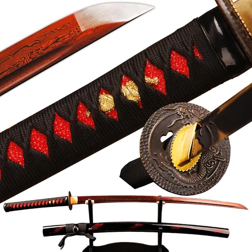 Vista 8 de 41 inch Handmade Japanese Samurai Katana Sword Full Tang for Man Gift Cosplay Decoration Self Defense