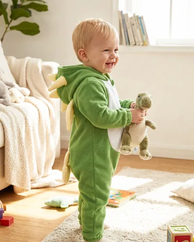 Vista 5 de ALVA Disfraces de animales para bebé con capucha, traje de mameluco Pequeño dragón volador-verde