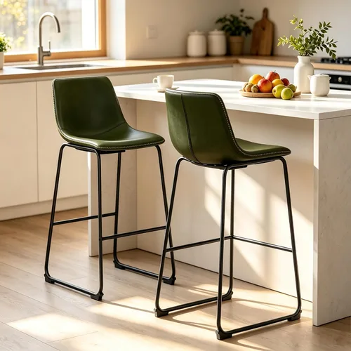 Vista 11 de OLIXIS 26" Counter Height Bar Stools Set of 2 for Kitchen Negro