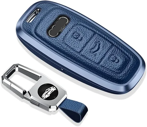 Vista 10 de SANRILY Funda de llave para Audi 2020 2021 de cuero de metal, Negro