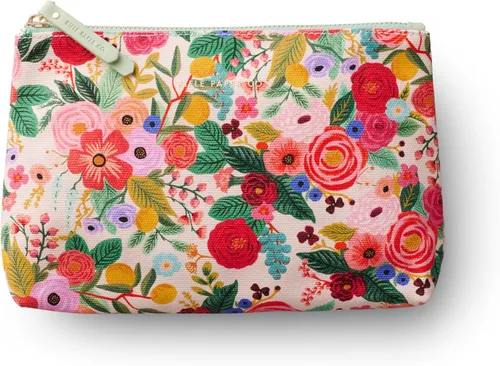 Vista 3 de RIFLE PAPER CO. Bolso de mano, bolsillo pequeño para una tarjeta de crédito o identificación, cremallera dorada y herrajes, impreso a todo