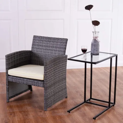 Vista 5 de Mesa auxiliar rectangular inclinable con parte superior de cristal, mesa auxiliar de sofá, mesa auxiliar de café para soporte de laptop, sala