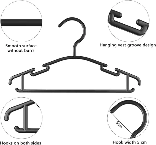 Vista 2 de GoodtoU Perchas de plástico para niños pequeños, perchas para bebé, paquete de 60 perchas para niños, color negro