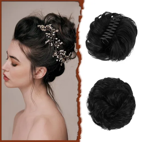 Vista 16 de SOFEIYAN Pinza de Gancho Extension de Cabello con Forma de Moño Desordenado, Cabello Ondulado y Rizado, Pinza de Gancho, Chignon, Cola de Caballo