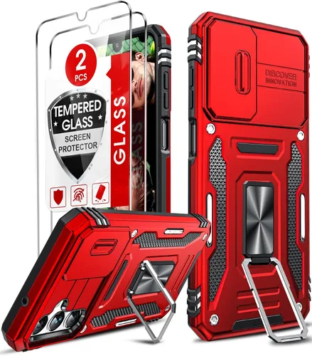 Vista 10 de LeYi Funda compatible para Samsung Galaxy A14-5G teléfono: Funda para Galaxy A14 con [2 unidades] Protectores de pantalla de vidrio templado