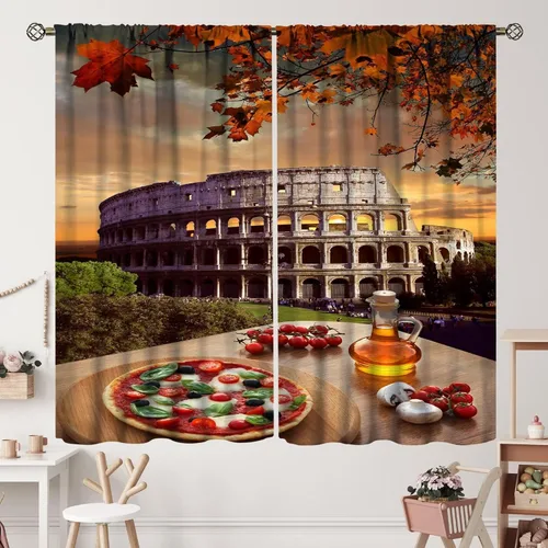 Vista 18 de Cortinas italianas, patio antiguo, sillas de café de Italia, casas históricas en la calle, sala de estar, dormitorio, cortinas opacas con bolsillo