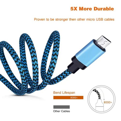 Vista 5 de Cable de carga micro USB para teléfono Android, paquete de 2 cables de carga rápida de 6 pies para Moto E5 G5 G6 Play, Alcatel 1B 1C 1L 1S 1V 1X 1SE
