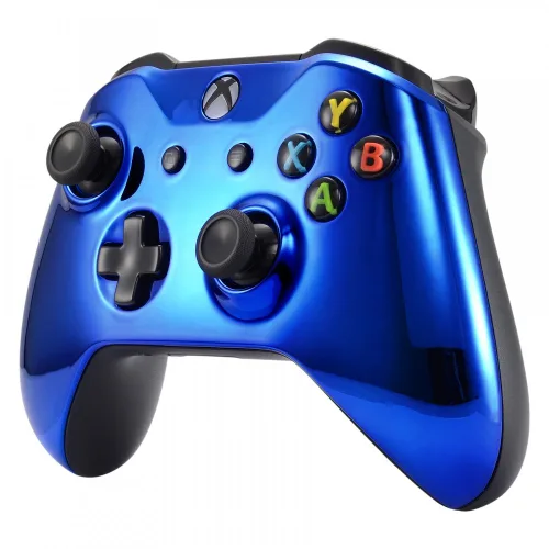 Vista 5 de eXtremeRate Chrome Blue Edition Front Housing Shell for Xbox One Wireless Controller Model 1708, Replacement Custom Faceplate Cover for Xbox One S &