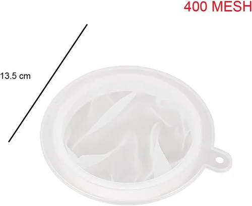 Vista 2 de Colador de filtro de alimentos de malla 400 para cocina, colador de micrones para transferir líquidos, aceite e ingredientes secos, embudo