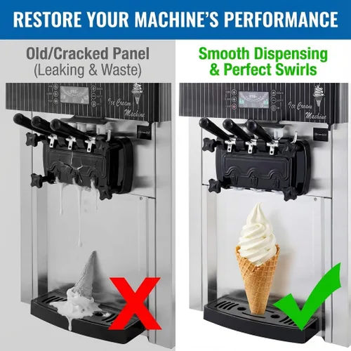 Vista 2 de Puerta de descarga dispensadora de panel frontal compatible con máquinas de helado VEVOR YKF Soft Serve - Montaje completo de placa frontal con 3
