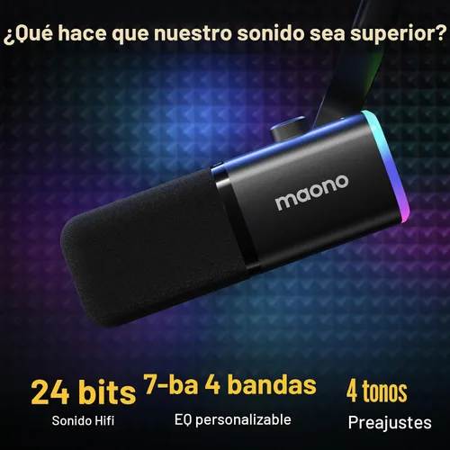 Vista 7 de MAONO Kit de micrófono XLR/USB para juegos: micrófono dinámico para PC para transmisión y podcast, soporte de software, botón de silencio, control