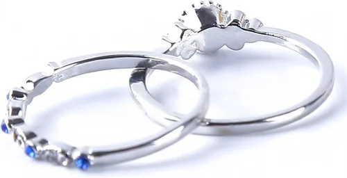 Vista 2 de Iumer - Anillo de zircón de dos piezas con incrustaciones de diamantes de imitación artificiales para mujer, talla 6-10.