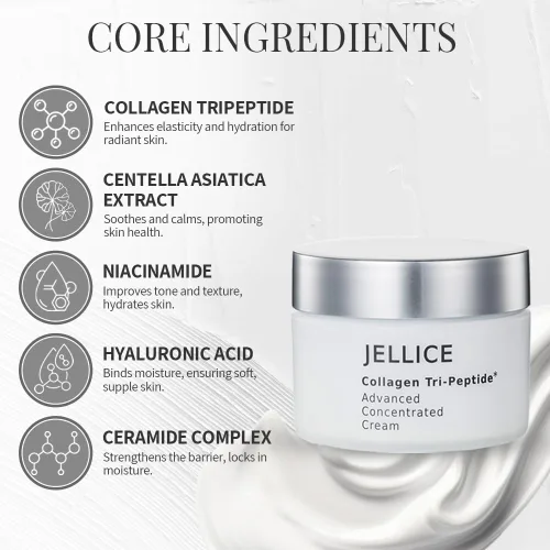 Vista 2 de JELLICE Crema facial avanzada de colágeno – Innovación japonesa en el cuidado de la piel con tripéptidos de colágeno, ácido hialurónico