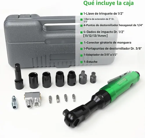 Vista 3 de DYNAMIC POWER Kit de llave de trinquete neumática profesional de 1/2
