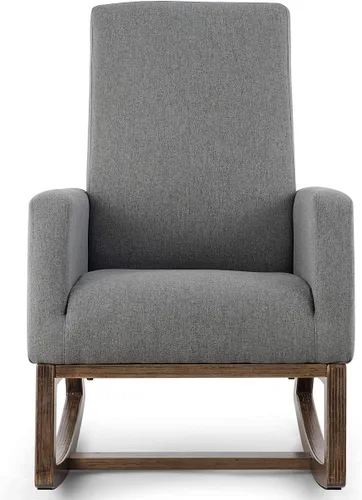 Vista 7 de GIANTEX Mecedora tapizada para sala de estar con respaldo y asiento acolchados, base de madera, mecedora para guardería, oficina en casa y uso Gris