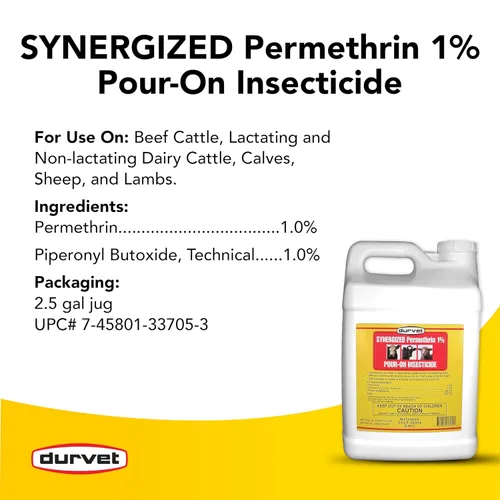 Vista 4 de Durvet Fly 003 – 3705 698346 synergized permetrina 1% pour-on insecticida, 2.5 galones